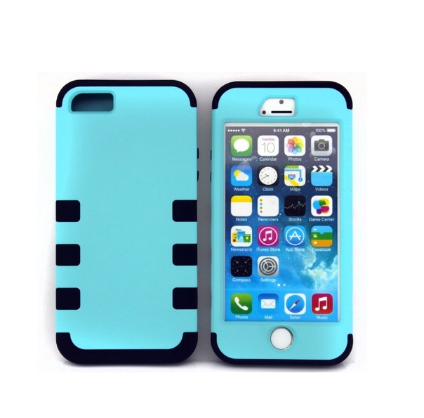 Microtimes Hybrid Robot Silicone + pc 3 in1 shockproof Protection Case Cover for iphone 5 blue
